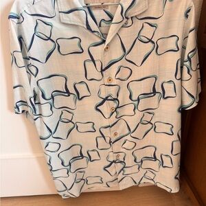 Tommy Bahama White and Blue Casual Button Down Shirt